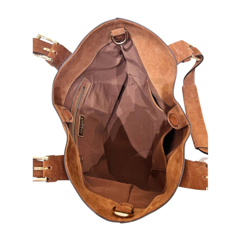 Tote bag 8614 süet deri camel