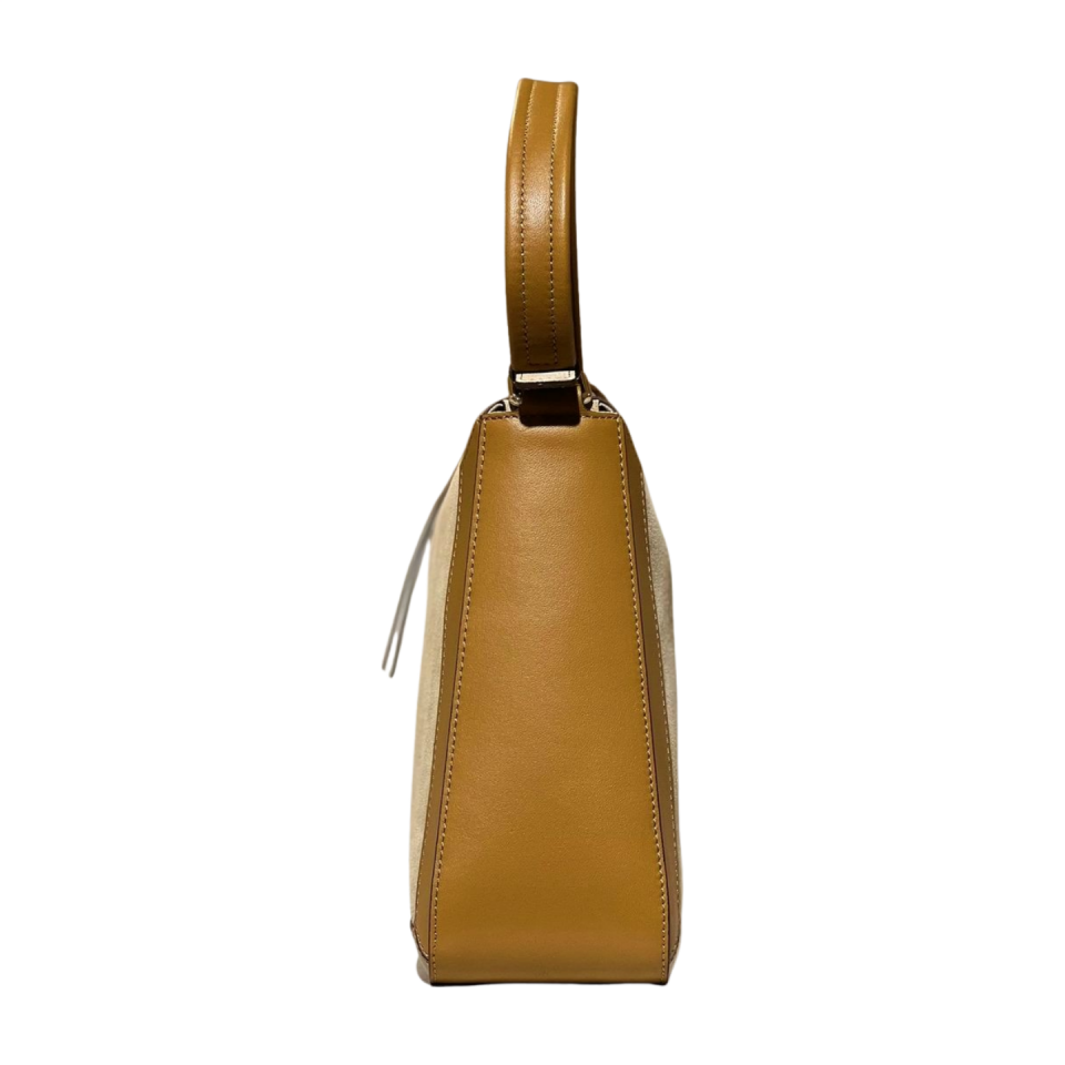 Baguette bag 8564 dana derisi hardal(süet bej kombin)