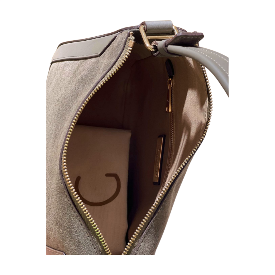 Shoulder bag 8564 dana derisi haki (süet kombin)