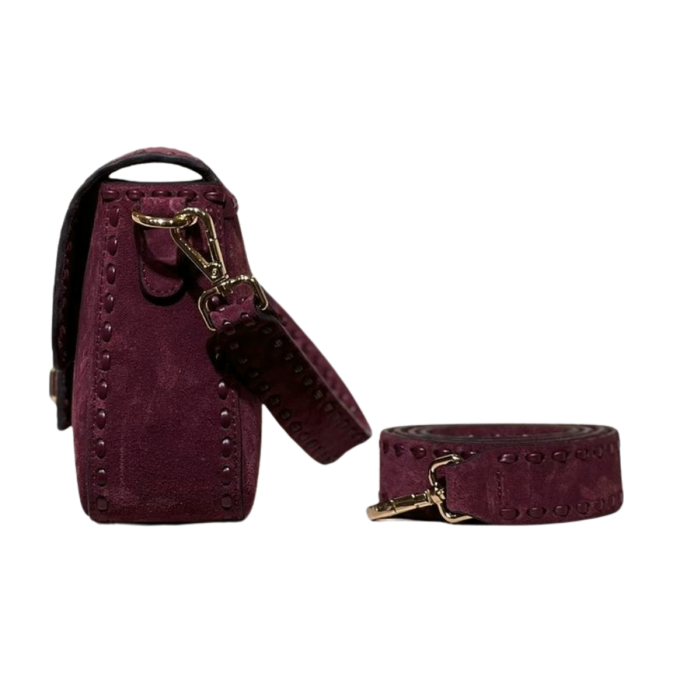 Crossbody bag 8596 hakiki süet deri bordo