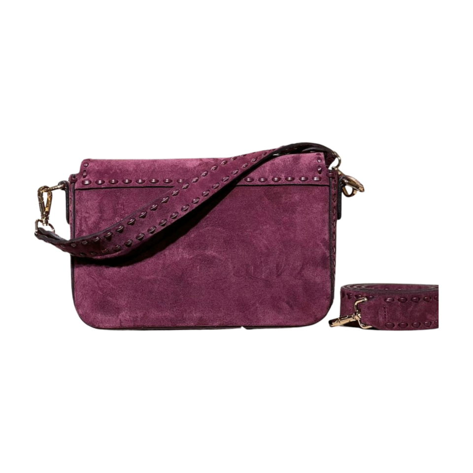 Crossbody bag 8596 hakiki süet deri bordo