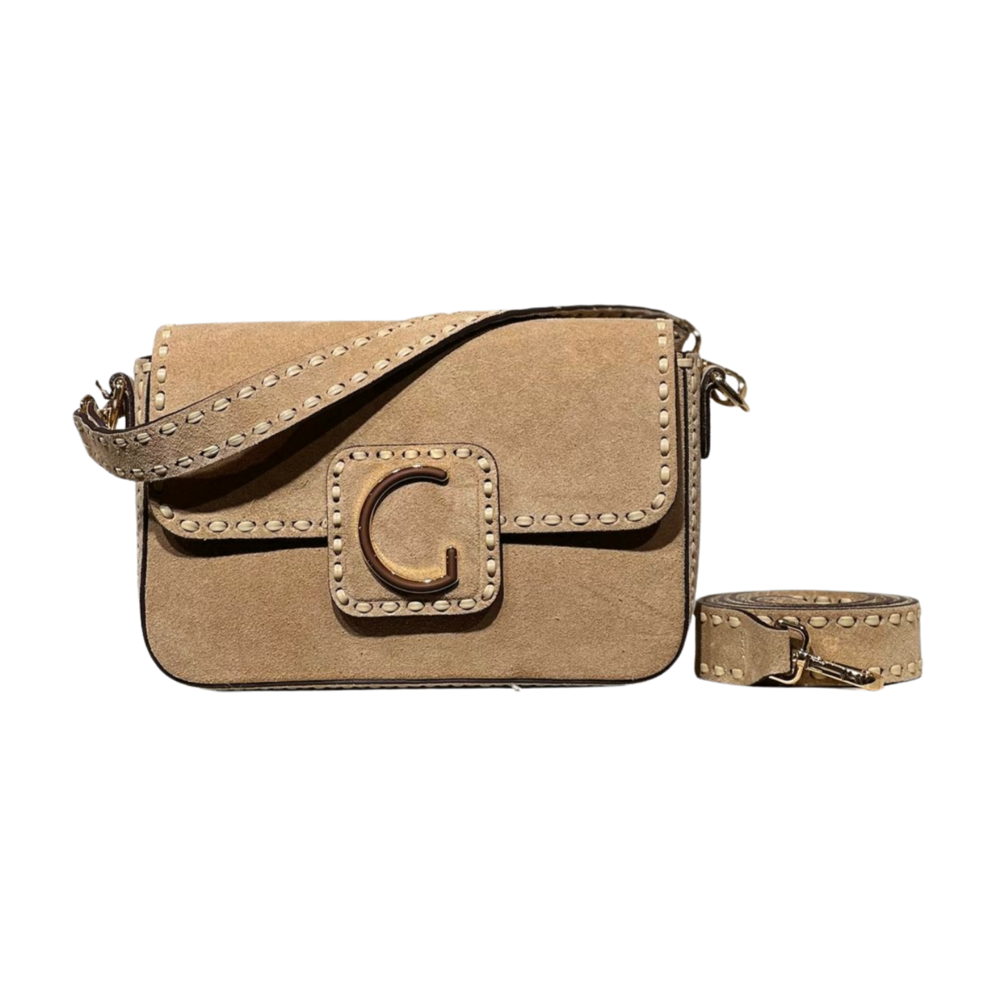 Crossbody bag 8596 hakiki süet deri bej