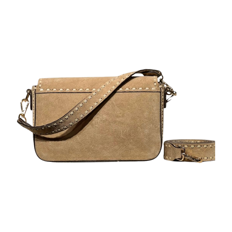 Crossbody bag 8596 hakiki süet deri bej