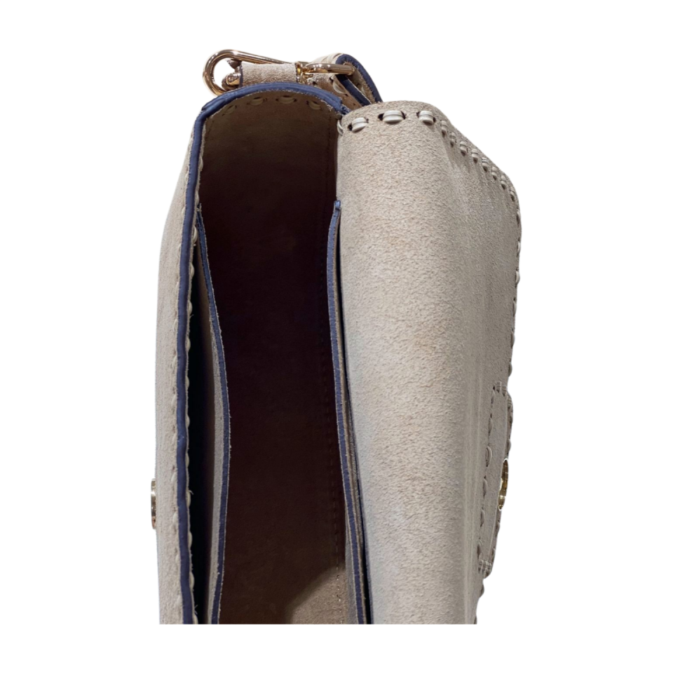 Crossbody bag 8596 hakiki süet deri bej