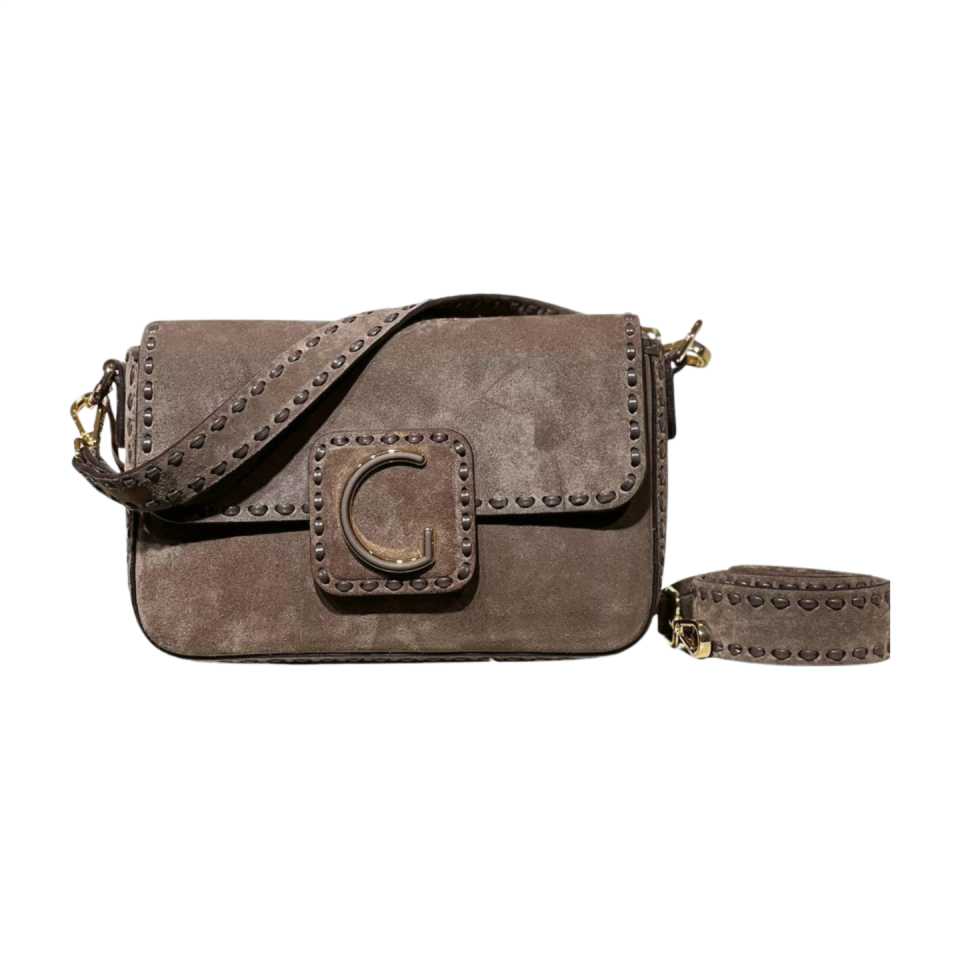 Crossbody bag 8596 hakiki süet deri vizon