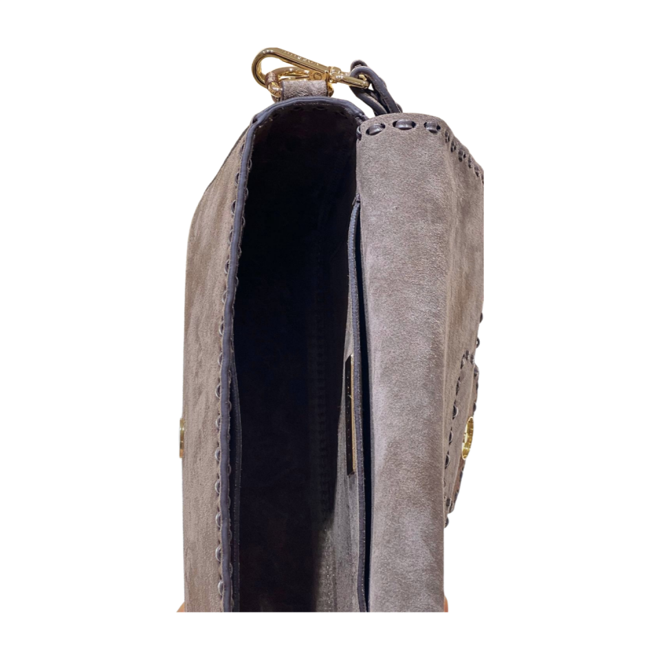 Crossbody bag 8596 hakiki süet deri vizon