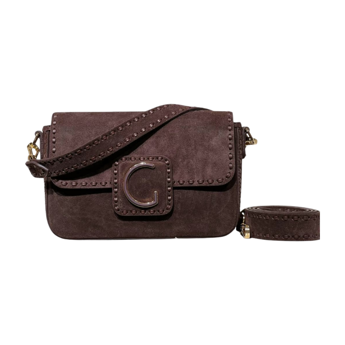 Crossbody bag 8596 hakiki süet deri kahve