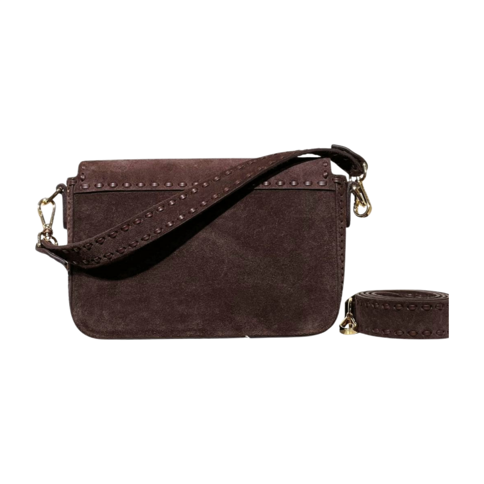 Crossbody bag 8596 hakiki süet deri kahve