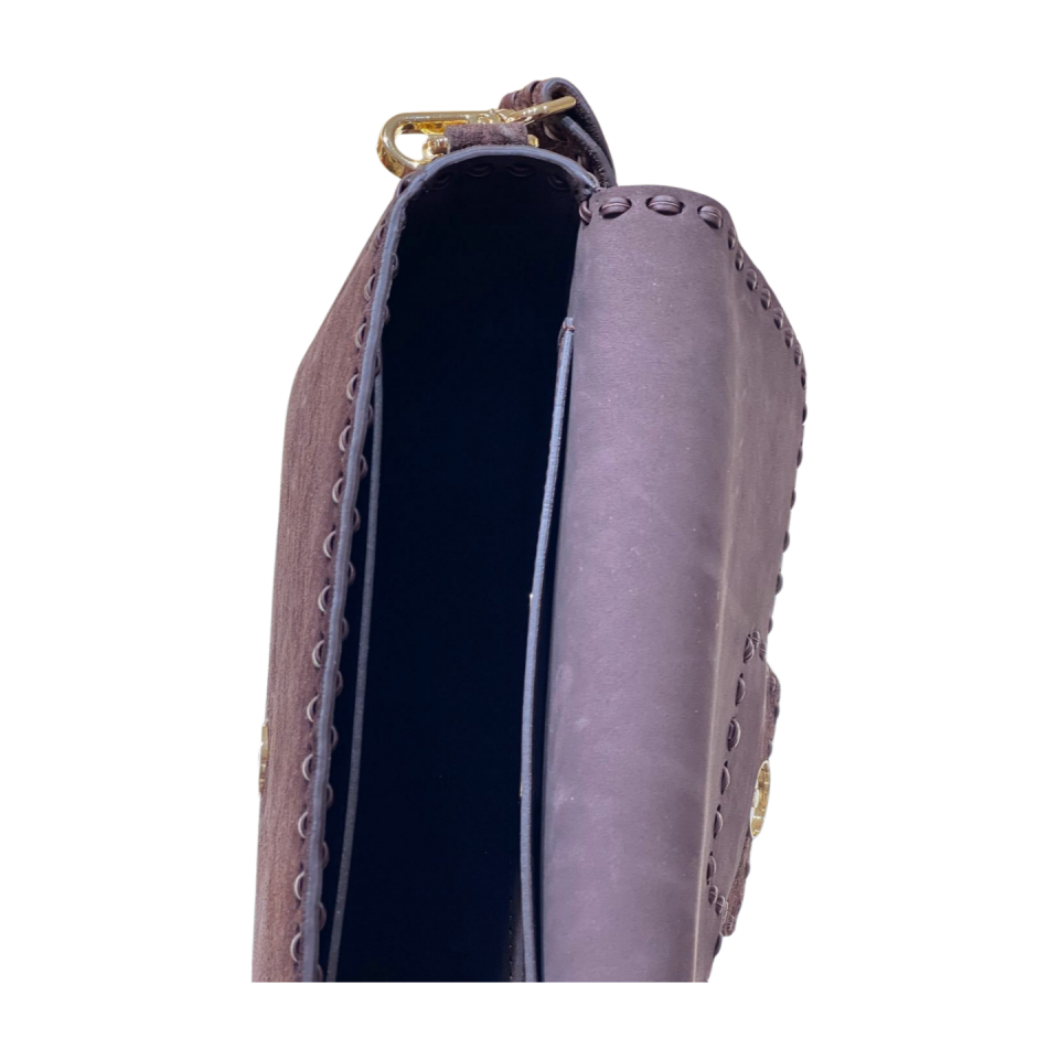 Crossbody bag 8596 hakiki süet deri kahve