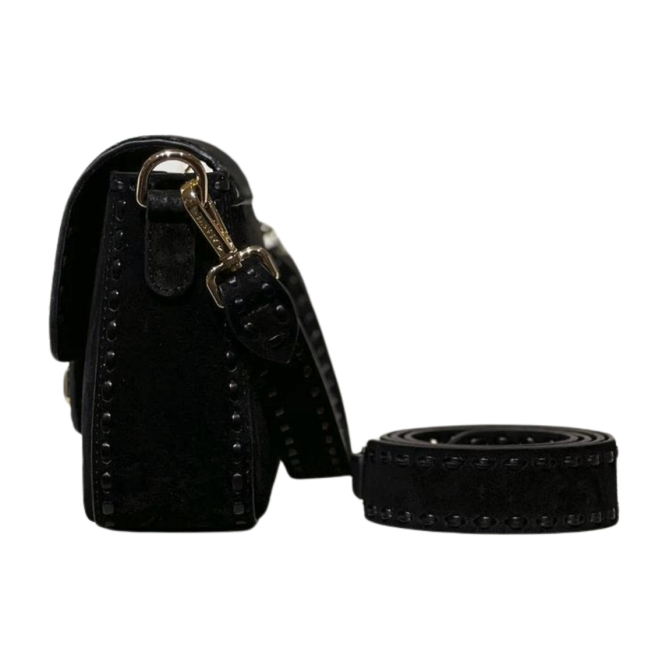 Crossbody bag 8596 hakiki süet deri siyah