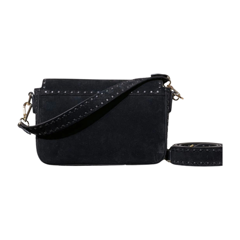 Crossbody bag 8596 hakiki süet deri siyah