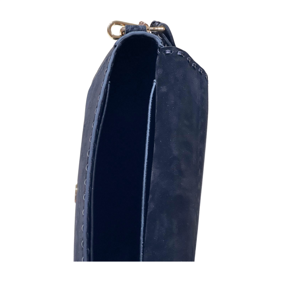 Crossbody bag 8596 hakiki süet deri siyah