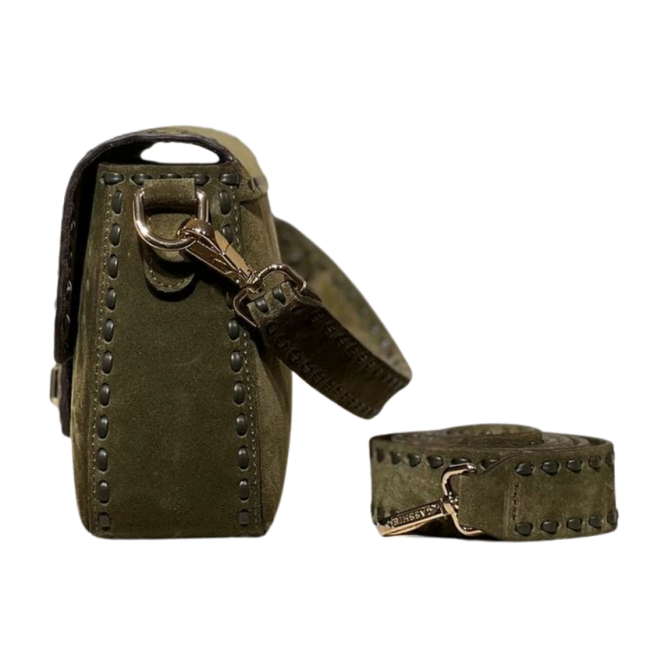 Crossbody bag 8596 hakiki süet deri haki