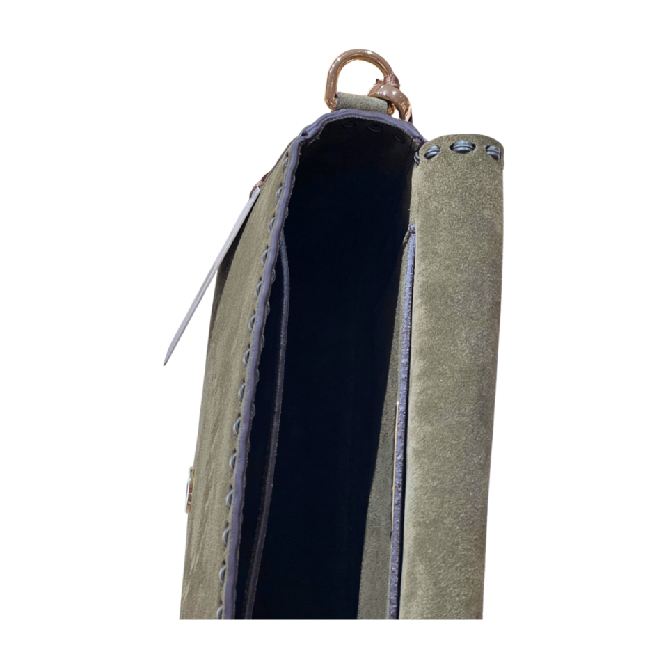 Crossbody bag 8596 hakiki süet deri haki