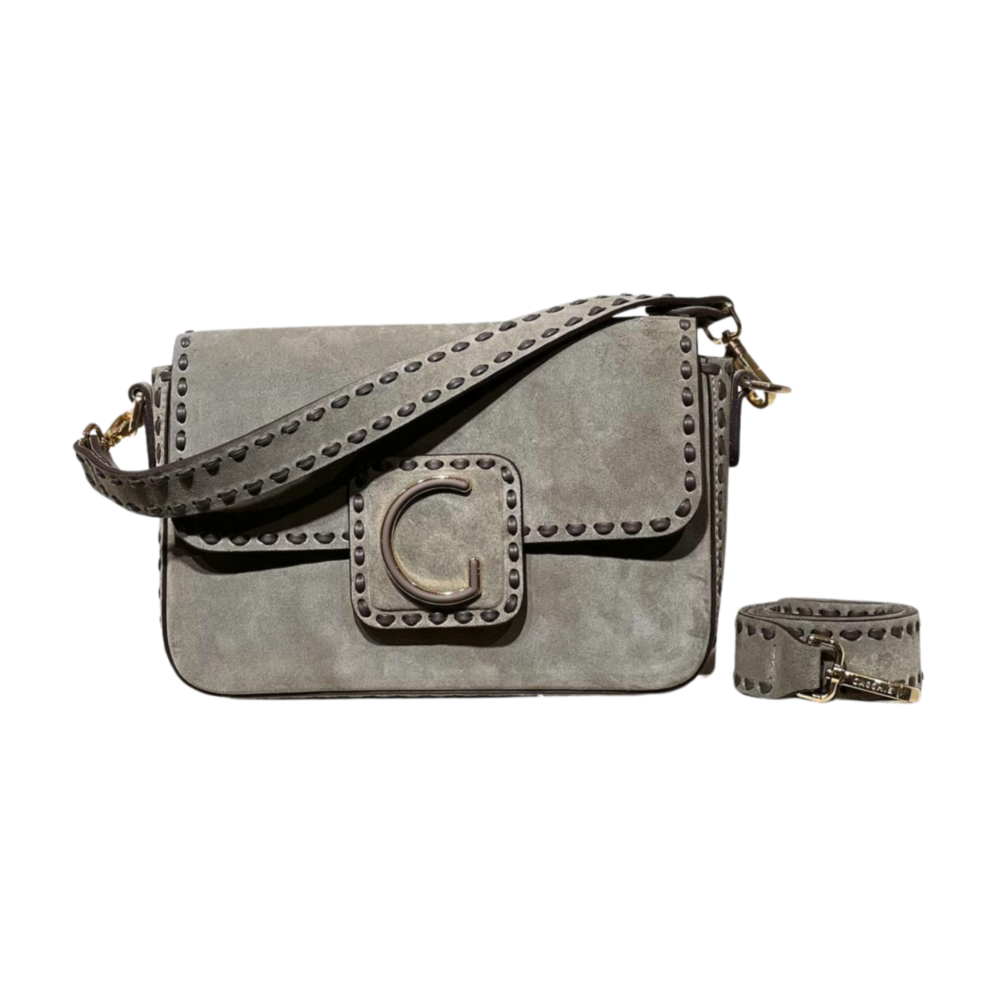 Crossbody bag 8596 hakiki süet deri gri