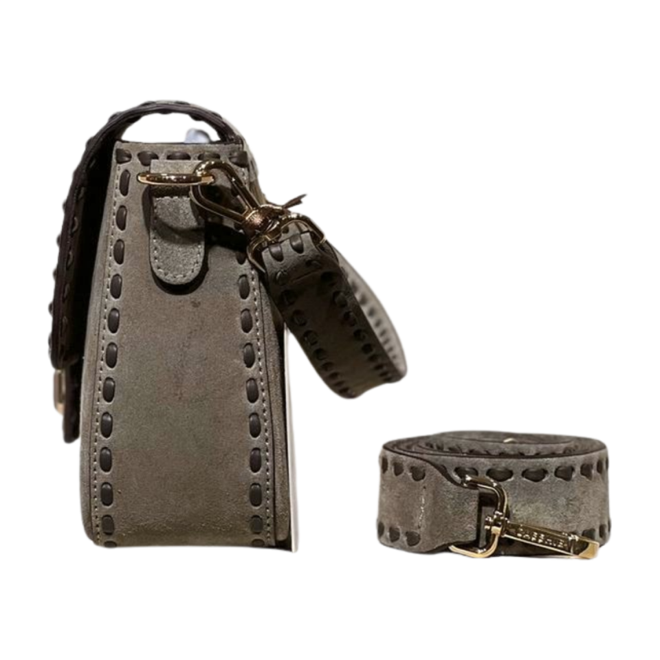 Crossbody bag 8596 hakiki süet deri gri