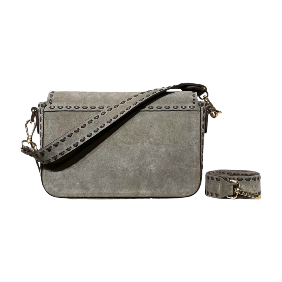 Crossbody bag 8596 hakiki süet deri gri