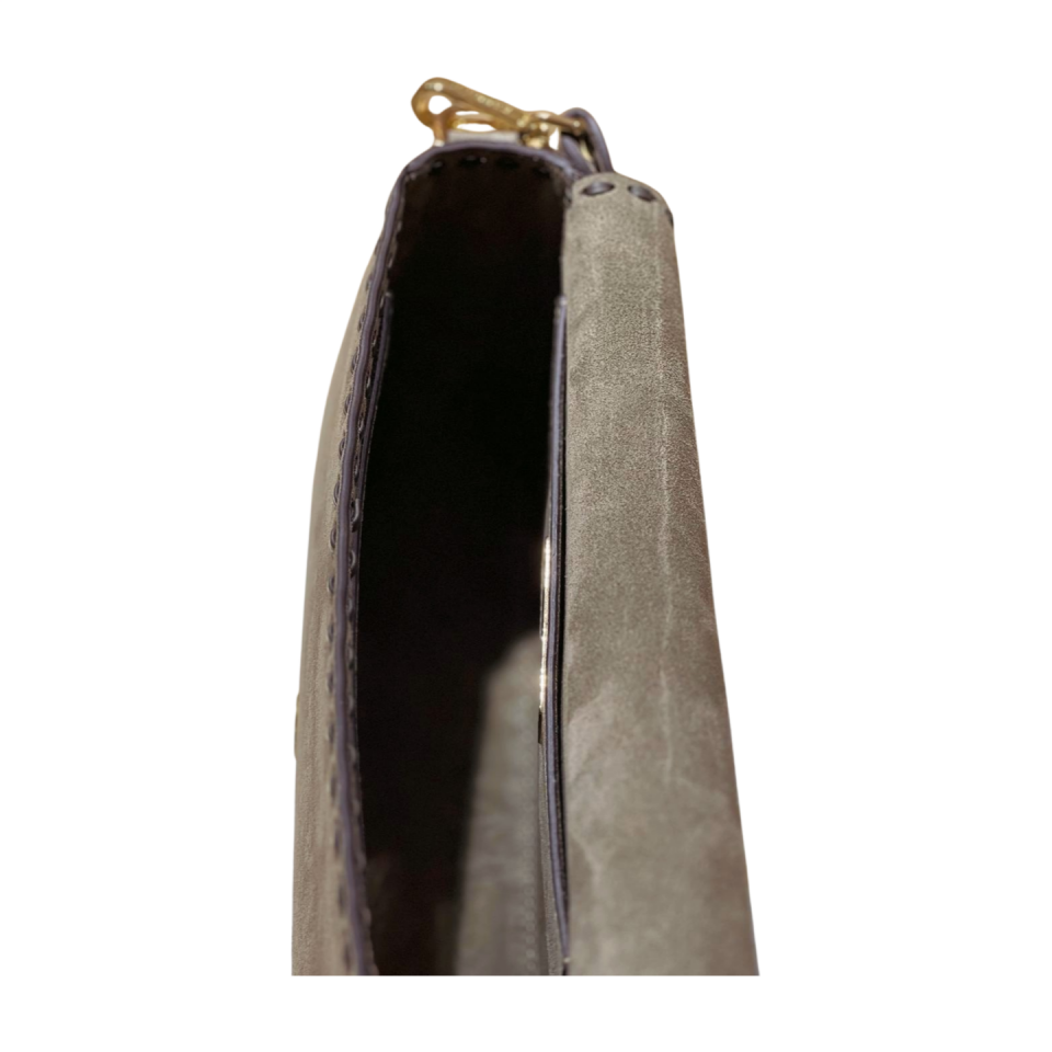 Crossbody bag 8596 hakiki süet deri gri