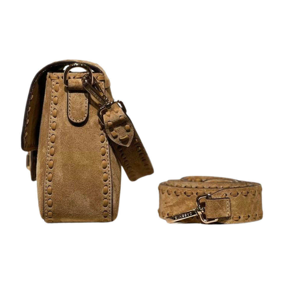 Crossbody bag 8596 hakiki süet deri Camel