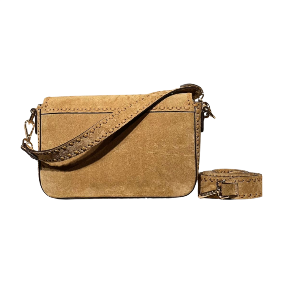 Crossbody bag 8596 hakiki süet deri Camel