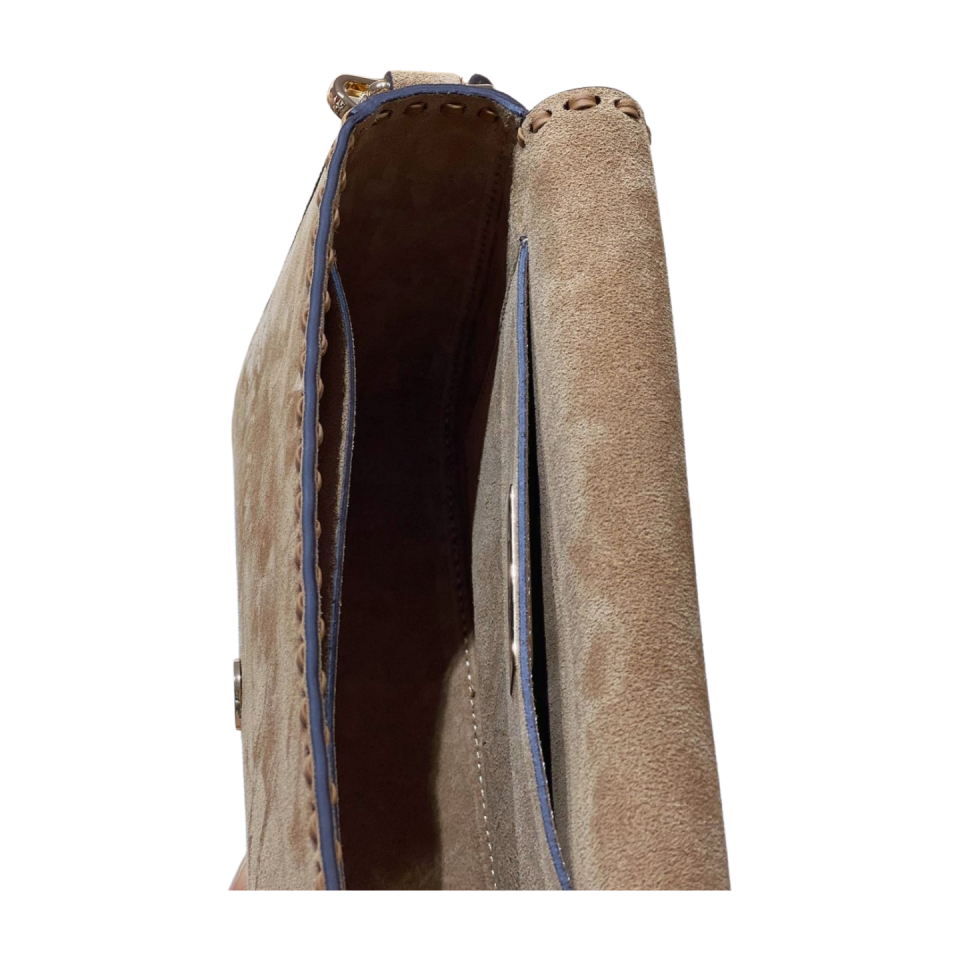 Crossbody bag 8596 hakiki süet deri Camel