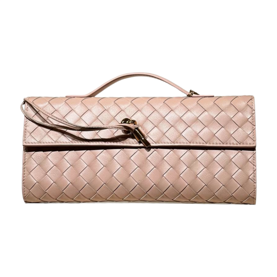 Clutch bag 4028 hakiki deri pudra