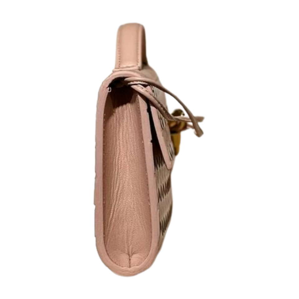 Clutch bag 4028 hakiki deri pudra