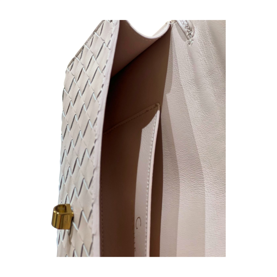 Clutch bag 4028 hakiki deri pudra