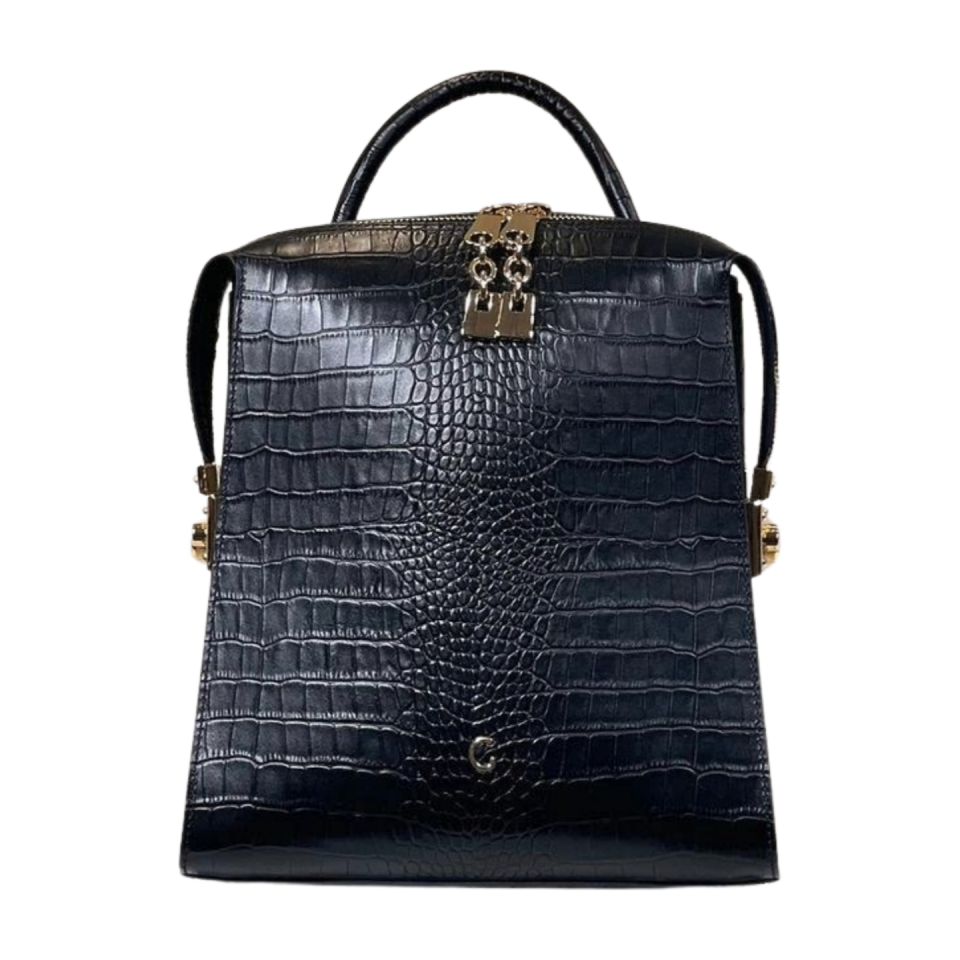Backpack 8345 dana derisi kroko/siyah