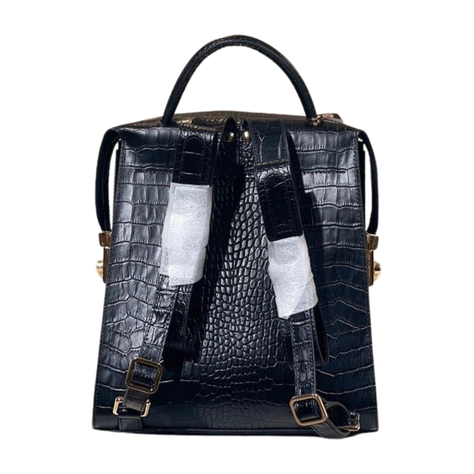 Backpack 8345 dana derisi kroko/siyah